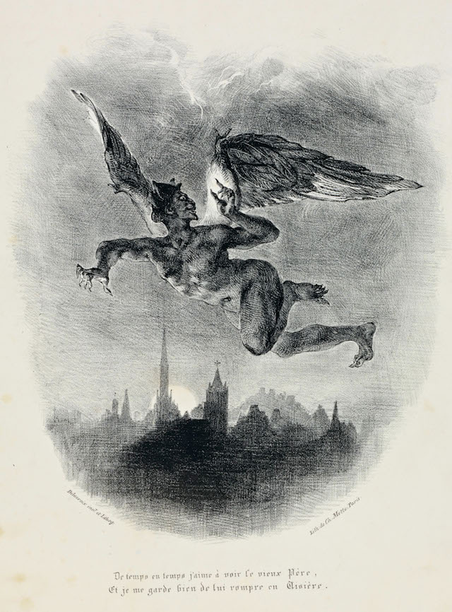 Mephistopheles Flying, from Faust, lithograph,  Eugène Delacroix ,&nbsp;1828